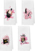 kunlisa Pink and Black Towels Bathroom Sets of 4,Modern Makeup Brush Perfume
