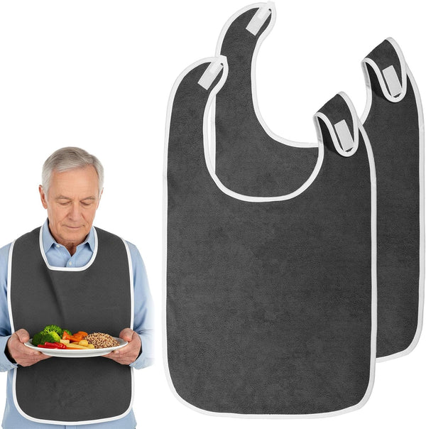 Yuomeaz 2 PCS Adult Bibs for Men, Adjustable Adult Bib for Seniors, Soft