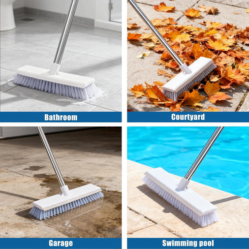Set 2 Flat Mop and Bucket with Heavy Duty Scrub Brush, Washable Reusable Microfiber Pads, for Tile Hardwood, Wall