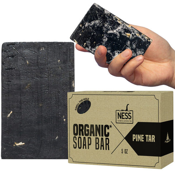 Ness Mens Soap Bar - Natural Pine Tar Scent, Organic Ingredients, Essential Oils, Handmade Vegan Soap for Men