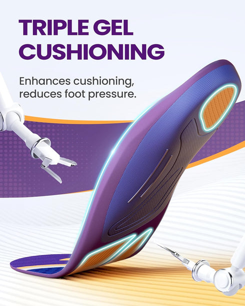 Shoe Cushions Inserts, QBK Flat Feet Insoles for Solving Heel Pain, Heel Spur, Back Pain, Achilles Tendonitis, Comfort