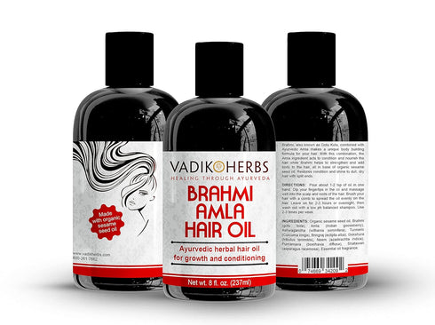 Vadik Herbs Brahmi Amla Hair Oil, 8 oz, Ayurvedic Hair Growth & Conditioning Oil with Rosemary