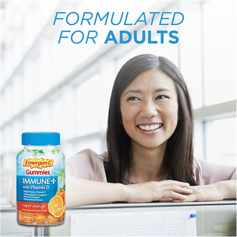 Emergen-C Immune+ Immune Gummies, 45 Count, Vitamin D plus 750 mg Vitamin C, Caffeine Free, Gluten Free