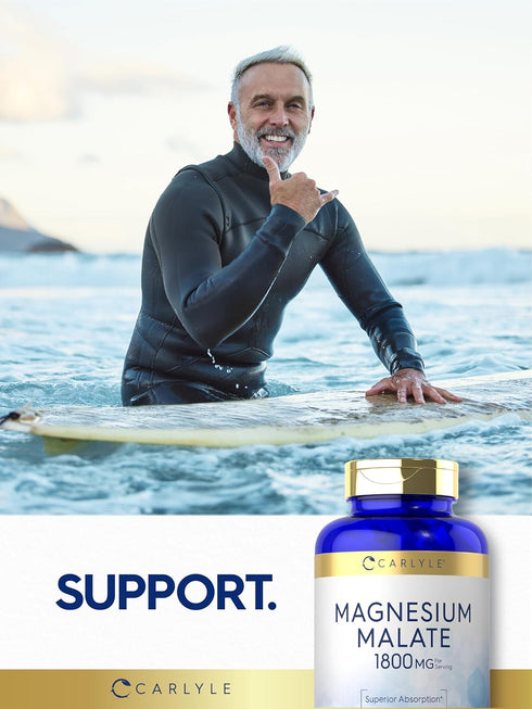 Carlyle Magnesium Malate 1800mg - 420 Coated Caplets, Vegetarian, Non-GMO, Gluten Free Supplement