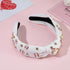 Sparkle Crystal Baseball Charm Embellished Wide Knotted Headband for Women - Game Day Hair Accessories (White)
