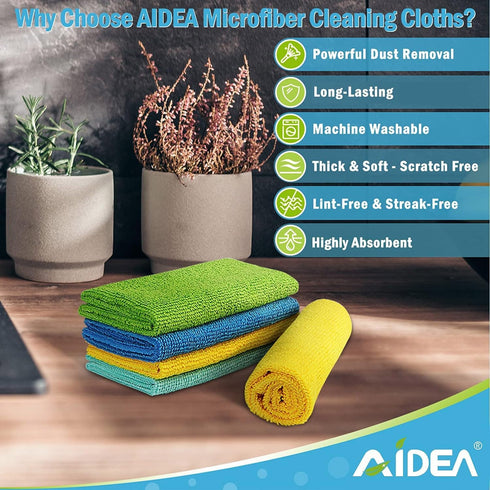 AIDEA Microfiber Cleaning Cloths-100PK, Soft Absorbent Rags for Cleaning, Lint-Free Towels for Home, Car, Window