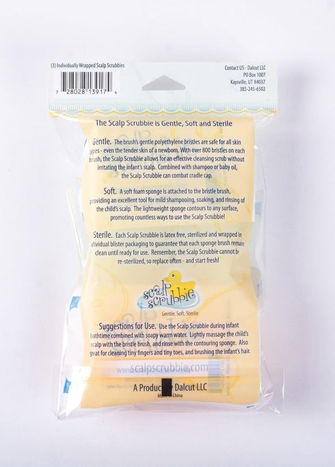 Loofah Sterilized Cradle Cap Brush - 3-pk Sterile Baby Bath Sponge for Treatment Time Puff