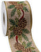 Jute Swirl Wired Ribbon Pinecone Christmas Burlap, 2-1/2 Inch x 11 Yards for Gift Wrapping, Bow Making, Wreath, DIY