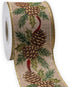 Jute Swirl Wired Ribbon Pinecone Christmas Burlap, 2-1/2 Inch x 11 Yards for Gift Wrapping, Bow Making, Wreath, DIY