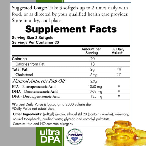 Wild Caught Omega 3 Fish Oil DPA-EPA-DHA 2,900 Milligram Fish Oil Supplement