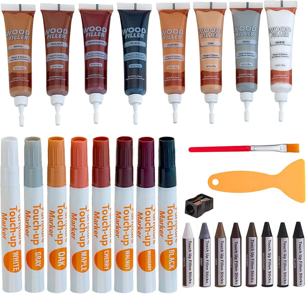 Furniture Repair Kit Set of 34, Wood Scratch Repair Markers, Wax Crayons