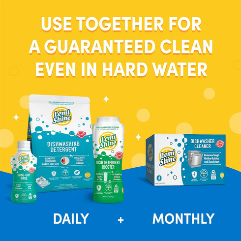 Lemi Shine Dish Detergent Booster, 1.5 Pound, Pack of 2 - Hard Water Stain Remover, Multi-Use