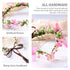 MOSTORY Pink Elf Flower Crown Handmade Fairy Headpiece Floral Tiara Woodland for Women Girls Spring Wedding