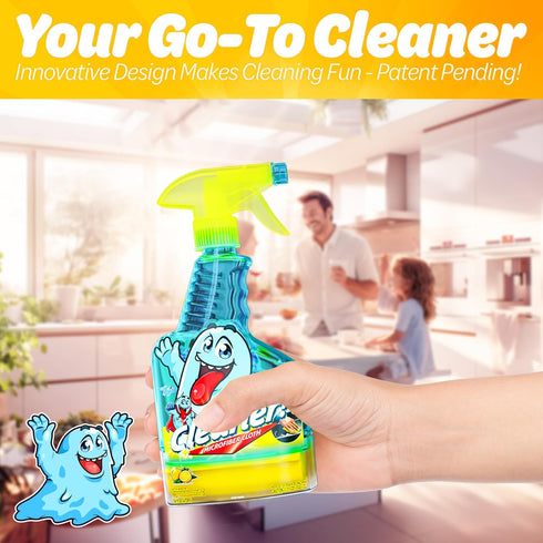 PeerBasics Gunk Getter - Spray Bottle with Microfiber Cap - All Purpose Cleaner 16oz - Lemon (2 Pack)