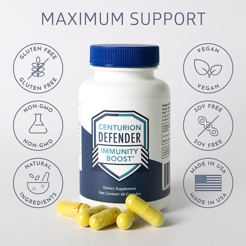 Defender Immunity Boost, 5-in-1 Blend of Quercetin, Zinc, Vitamin D, C, Copper for Overall Health, 60 Caps