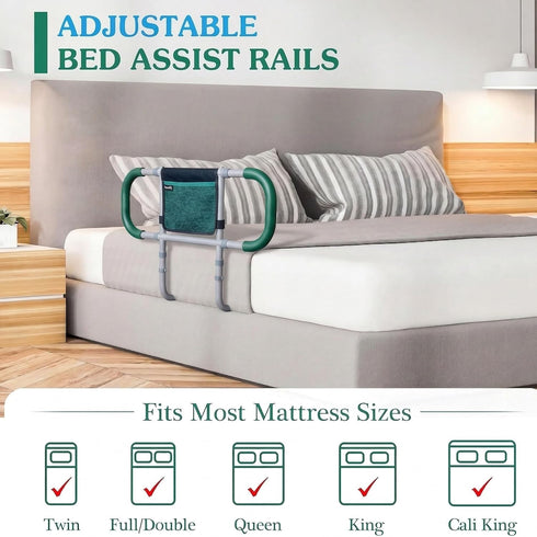 TerseFit 350lbs Extended Bed Cane for Seniors Bed Assist Rails; Safety Bed Rails for Elderly Adults; Bedside Stand