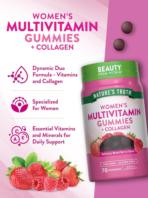 Gummies 70 Count Nature's Truth Womens Multivitamin Plus Collagen & Biotin | | Non-GMO & Gluten Free Supplement