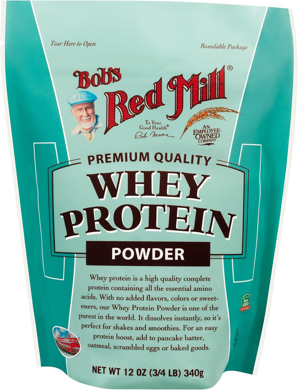 Bob's Red Mill Whey Protein Powder, 12 Ounce Package May Vary, Red, Unflavored