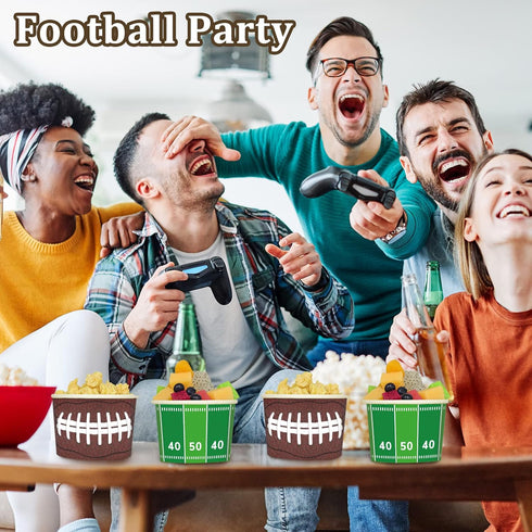gisgfim 50Pcs Disposable Football Party Paper Bowls, Durable Snack Cups for Game Day, Birthday Party Decorations