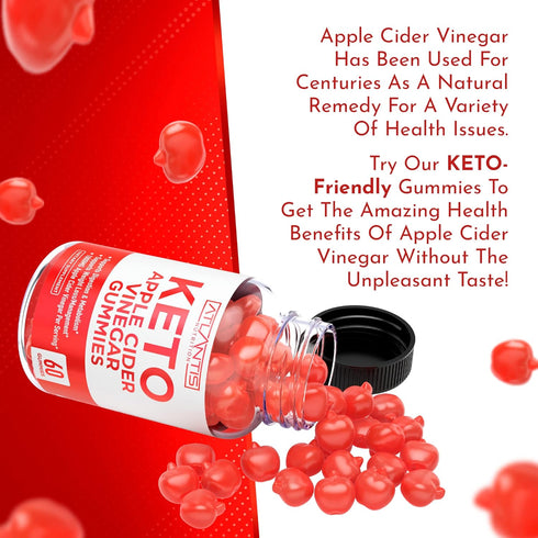 Gummies Gummies 1000MG 60 Count Atlantis Nutrition Keto ACV for Weight Loss - Apple Cider Vinegar Formulated to Support