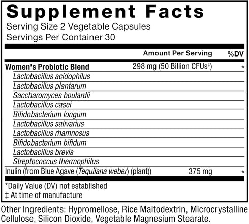 FORCE FACTOR Probiotic for Women - 50 Billion CFU - 60 Capsules for Digestive & Vaginal Health