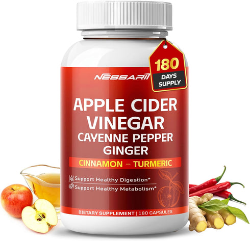 NESSARIT Apple Cider Vinegar 8,010mg with Cayenne Pepper, Ginger, Cinnamon & Turmeric Support