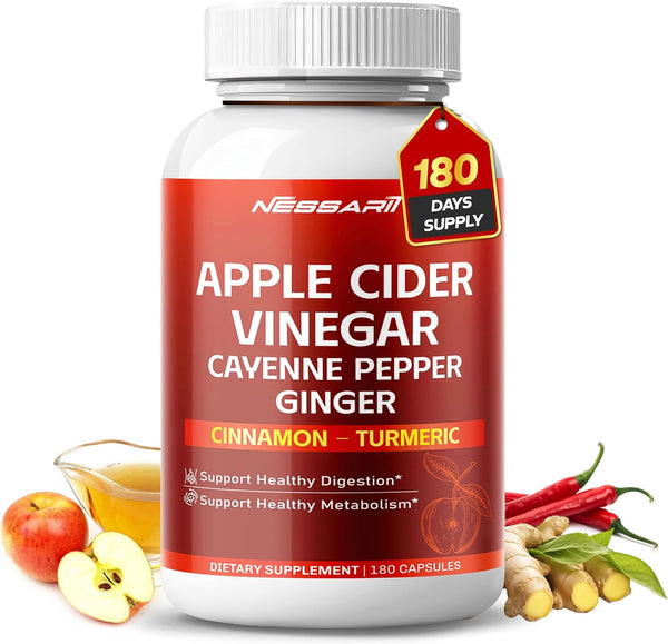 NESSARIT Apple Cider Vinegar 8,010mg with Cayenne Pepper, Ginger, Cinnamon & Turmeric Support