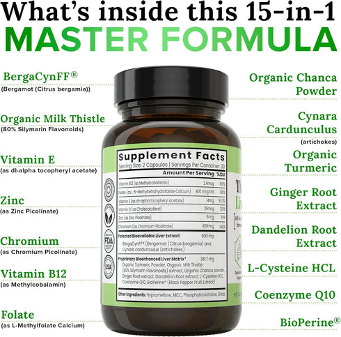 Zen Nutrients The Everyday Liver Vitamin - Liver Cleanse Detox & Repair with Organic Milk Thistle, 30 Servings