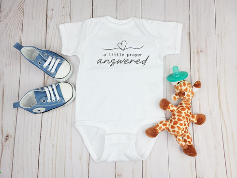 Ink Trendz A little Prayer Answered Gift for Grandparents Onesie Pregnancy Announcement Infant Bodysuit | New Baby