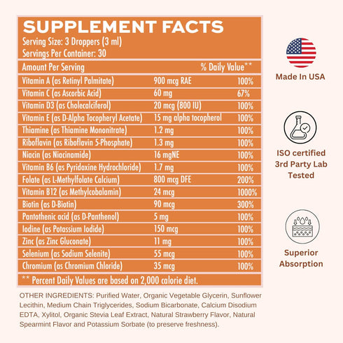 Liposomal Women's 50+ Liquid Multivitamin Drops, Non-GMO, 30 Day Supply in Natural Strawberry Flavor