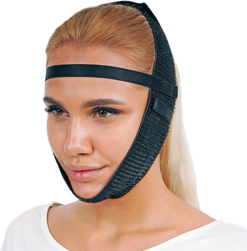Post Surgery Chin Compression Garment, Chin Strap Band, Face Lift Kit, Chin Lift, Face Slimmer (Black)