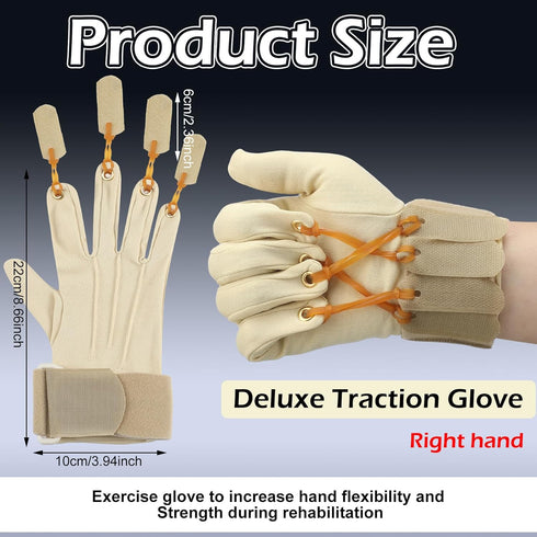 Traction Exercise Right Hand Glove Finger Flexion Glove Deluxe Traction Glove Handed Exercise Glove for Increasing Strength Flexion of Joints and Fingers, Small/Medium