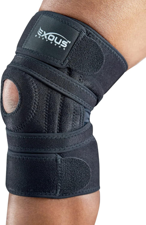 Knee Brace for Meniscus Tear Support, Arthritis Acl, Mcl Pain, Patented 4-way Adjustable Wraparound Strap, Medium Size