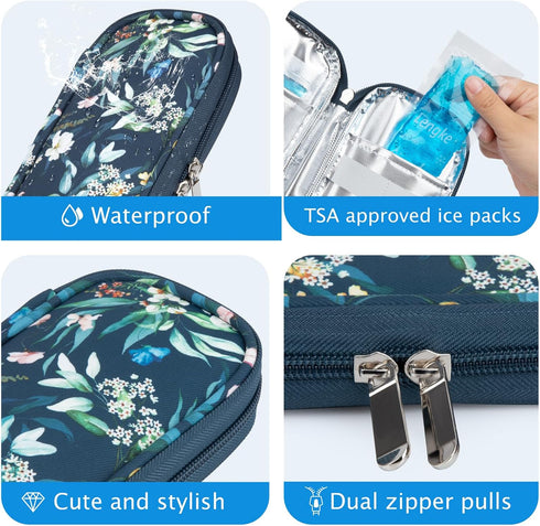 YOUSHARES Insulin Cooler Travel Case, Portable Refrigerated Medicine Case for Insulin Pen and Supplies with Ice Pack