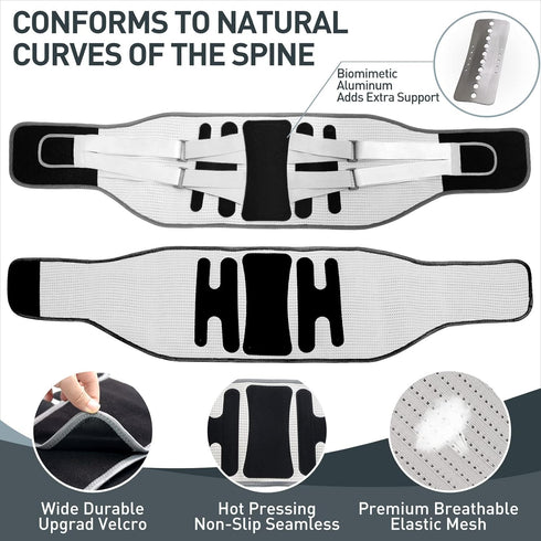Back Brace for Lower Back Pain Relief, 8 Support Belts, Large Area Aluminum Support for Herniated Disc & Sciatica