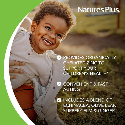 NaturesPlus Animal Parade KidZinc, 90 Lozenges, Tangerine Flavor, Vegan, Gluten Free
