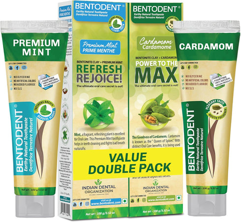 Bentodent Calcium Bentonite Clay Toothpaste Fluoride-Free SLS Free Natural Toothpaste for Family