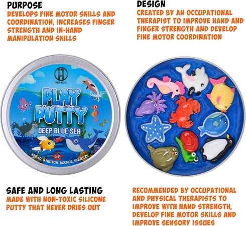 INNER-ACTIVE Play Putty Therapy Putty for Kids with Charms Deep Blue Sea Theraputty Medium Resistance, Increase Fine