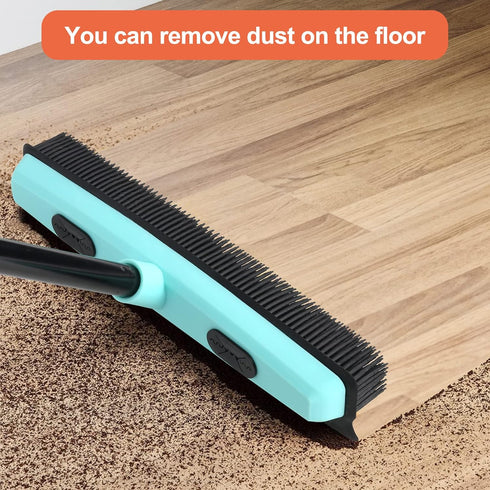 Rubber Broom for Pet Hair Removal: 59" Telescoping Handle, Squeegee for Carpet, Hardwood, and Tile Floors