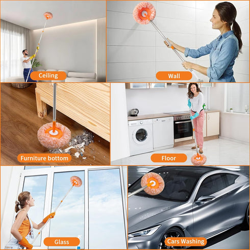 LPABY 360 5 78 Inch Rotatable Adjustable Wall Mop with Mop Heads, Wall Cleaner for Floor, Ceiling & Baseboard