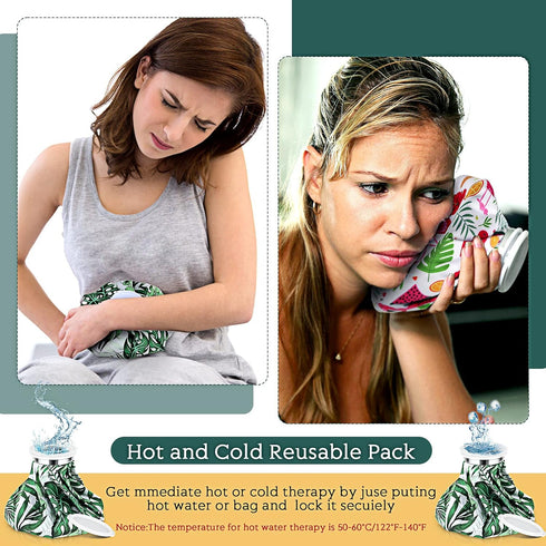 Nuanchu 3 Pieces Reusable Ice Bags for Injuries, Hot Cold Water Bag for Pain Relief (Hawaiian Style)