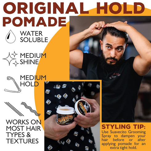 Suavecito Pomade Original Hold 5 oz, Medium Shine Water Based Hair Gel for Men - Easy to Wash Out