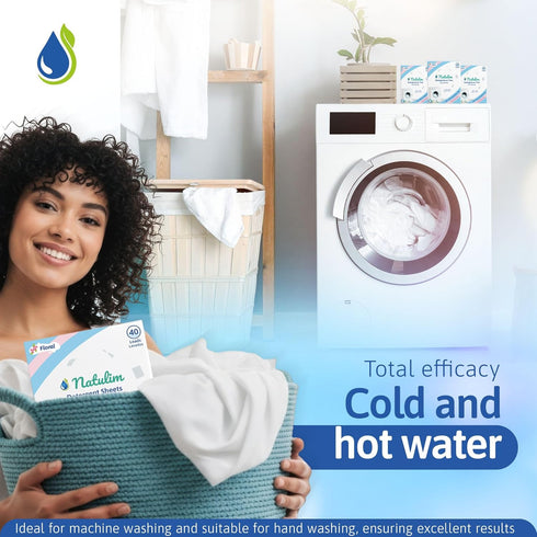 Natulim 40 Laundry Detergent Sheets Loads Laundry Soap Sheets, Eco-Friendly Biodegradable Strips, Plastic-Free