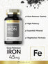 Carlyle Slow Release Iron | 45 mg | 180 Tablets - Vegetarian, Non-GMO, Gluten Free Formula | Ferrous Sulfate Mineral