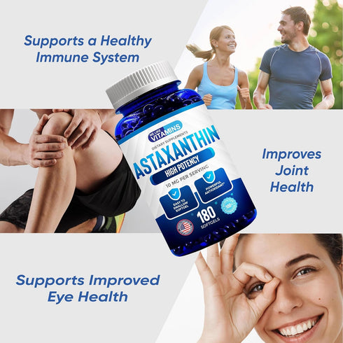 WeLikeVitamins Astaxanthin 10mg Softgel, Organic Supplements for Eye, Joint, Skin Health & Energy, 180 Servings