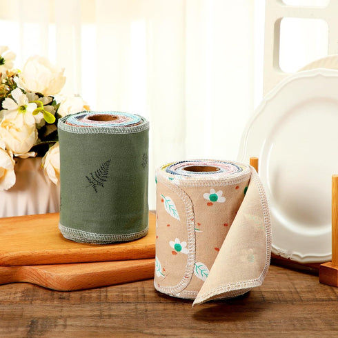 50 Pcs Reusable Toilet Washable Bidet Towels, Absorbent Cotton Paperless Towels Roll for Kitchen