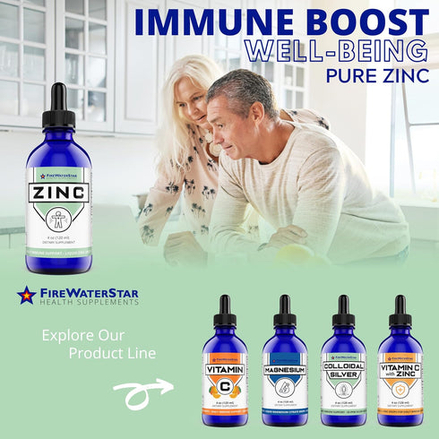 Immune 60 4 oz FWS Liquid Zinc Supplement for Men Women Kids, Organic Non-GMO Vegan, Ionic Zinc Sulfate Drops, System