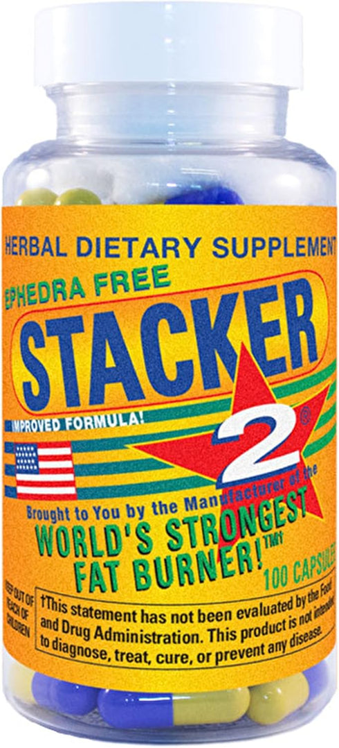 Stacker 2 Fat Burner Capsules, Ephedra Free, 100-Count