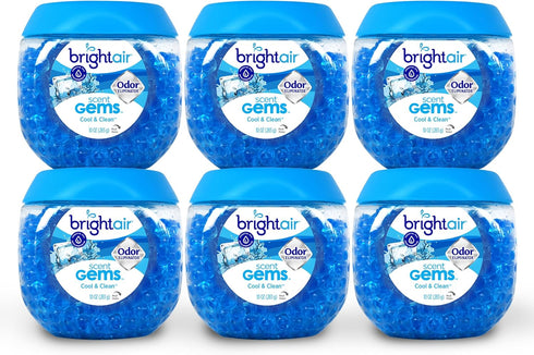Bright Air Scent Gems, 12 oz Each, Case of 6, Cool & Clean Scent, Odor Eliminator