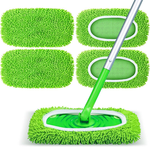 NXPPYY Reusable Mop Pads Fit Swiffer Sweeper, 4-Pack Microfiber Mop Replacement Pads, Washable
